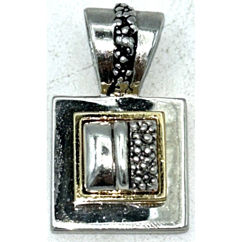 Vintage Two Tone Premier Designs Highlands Pendant Silver Tone Rolo‎ 1 3/8''